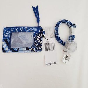Vera Bradley Zip ID Case & Lanyard Blue Star Medallion NWT